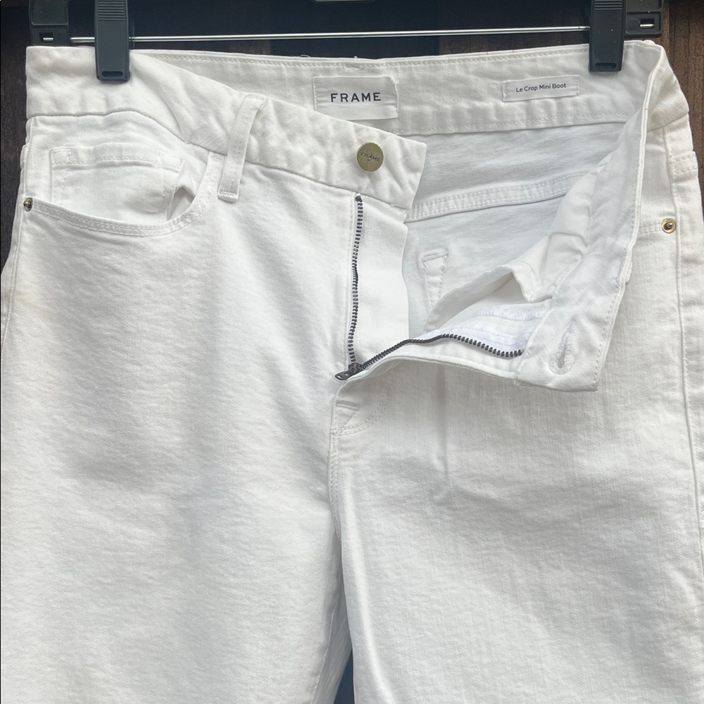 Frame Le Crop Mini Boot White Denim Jeans
